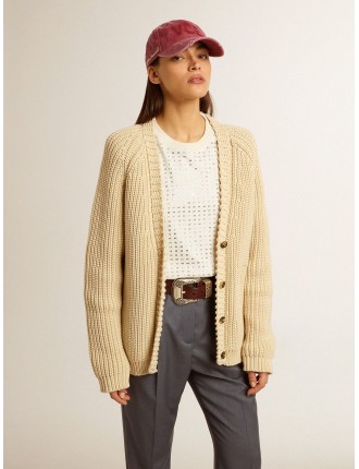 Cardigan da donna in cotone con ricamo sul davanti