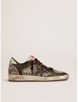 Ball Star Donna in pelle con stampa elefante e stella in pelle nera