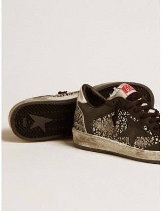 Ball Star Donna in pelle con stampa elefante e stella in pelle nera