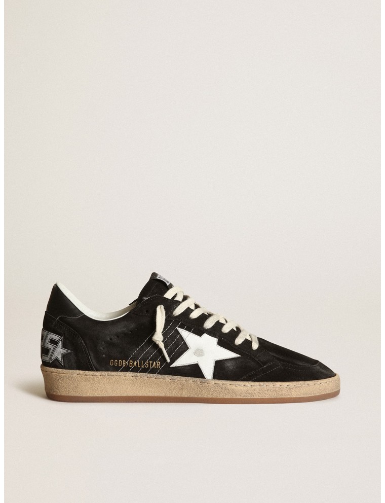 Ball Star Donna in suede nero con stella in pelle bianca