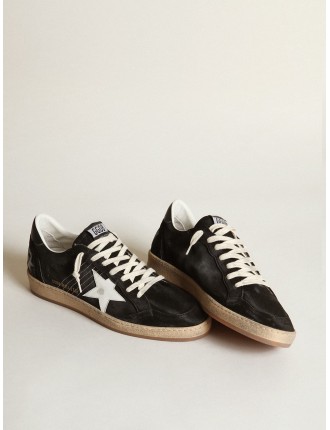 Ball Star Donna in suede nero con stella in pelle bianca