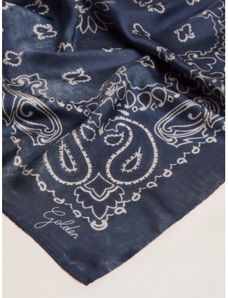 Foulard Collezione Golden di colore blu denim con motivo paisley