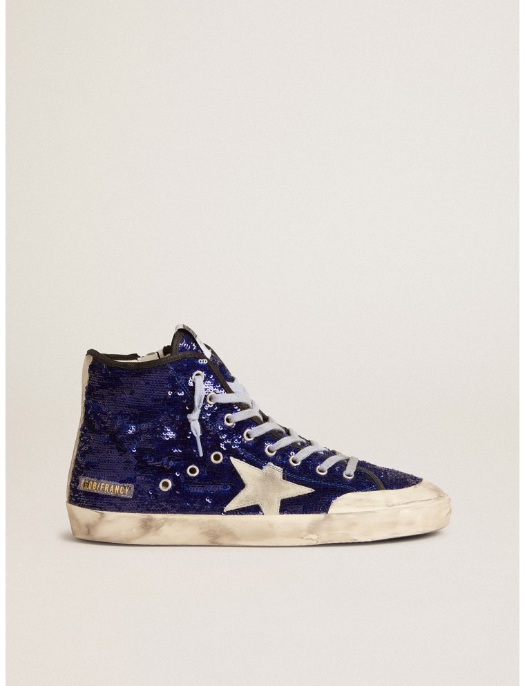 Francy Penstar Donna in paillettes bluette con stella in suede ghiaccio