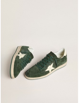 Ball Star Donna in suede verde con stella e talloncino in pelle bianca