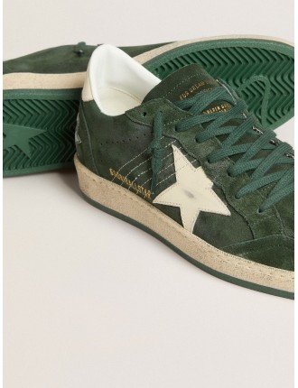 Ball Star Donna in suede verde con stella e talloncino in pelle bianca