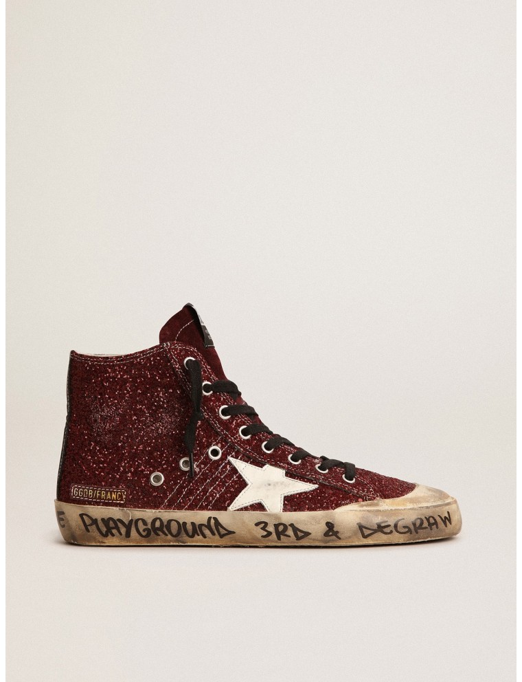 Francy Penstar in glitter color bordeaux con stella in pelle bianca