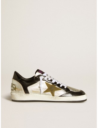 Ball Star donna LAB in pelle argento con stella in pelle marrone e talloncino nero