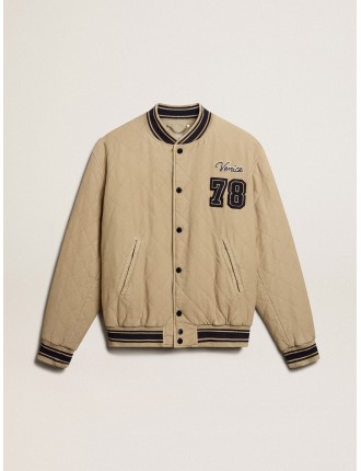 Giacca bomber in cotone trapuntato color khaki