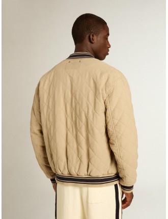 Giacca bomber in cotone trapuntato color khaki