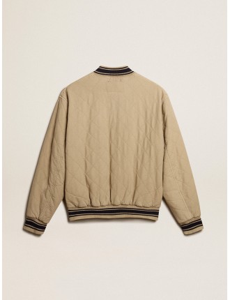 Giacca bomber in cotone trapuntato color khaki