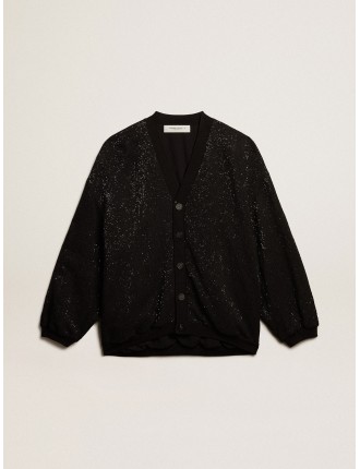 Giacca cardigan di colore nero da uomo con paillettes