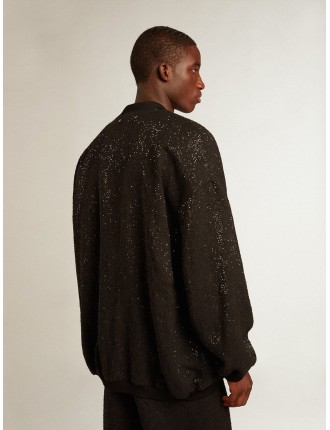 Giacca cardigan di colore nero da uomo con paillettes