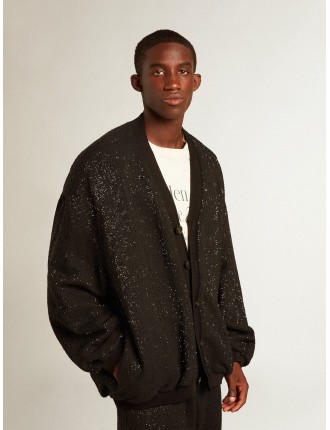 Giacca cardigan di colore nero da uomo con paillettes