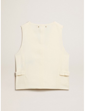 Gilet con scollo a V da donna di colore bianco vissuto