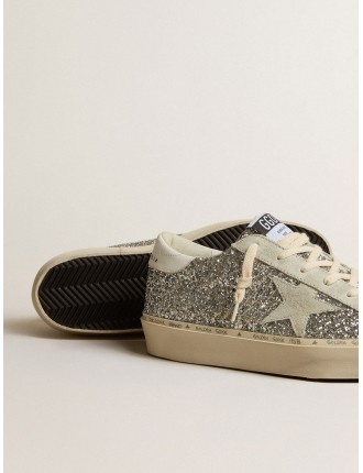 Hi Star Donna in glitter argento con stella in suede e talloncino bianco