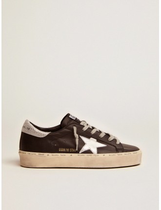 Hi Star Donna in pelle nera con stella in pelle laminata argento