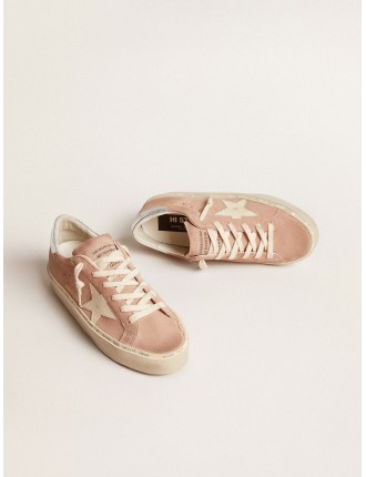 Hi Star Donna in suede rosa con stella crema e talloncino in pelle argento