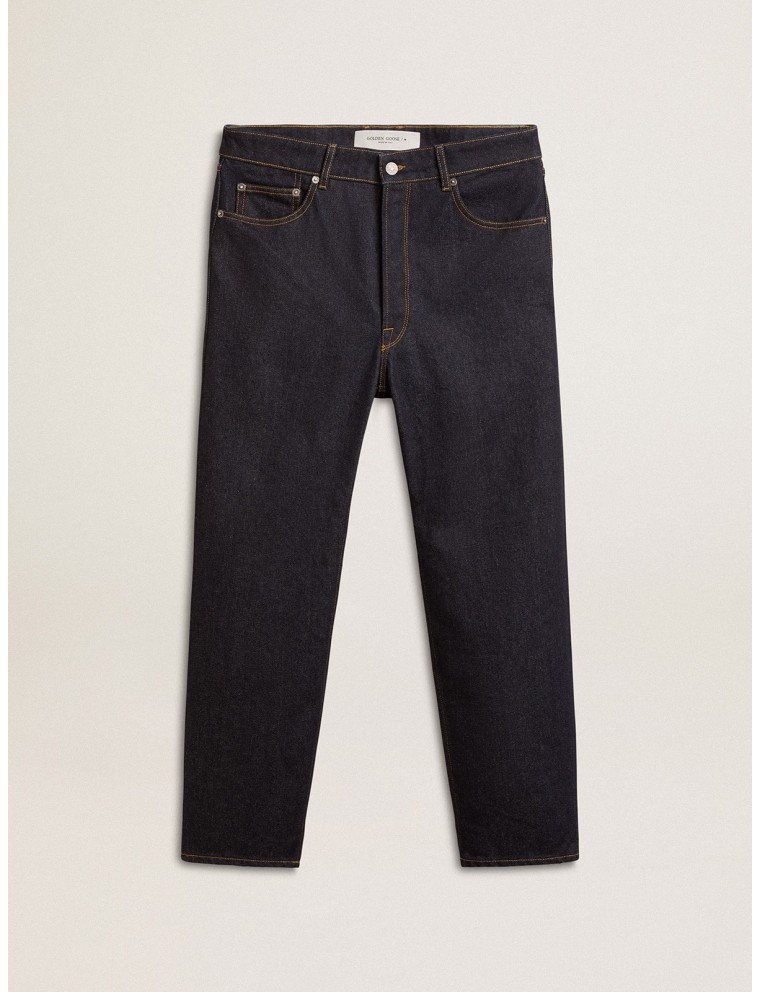 Jeans blu scuro da uomo one-wash denim