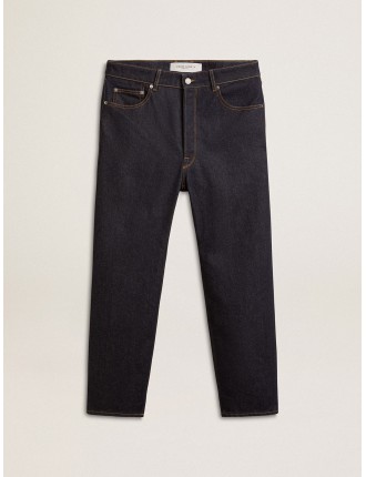 Jeans blu scuro da uomo one-wash denim