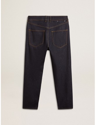 Jeans blu scuro da uomo one-wash denim