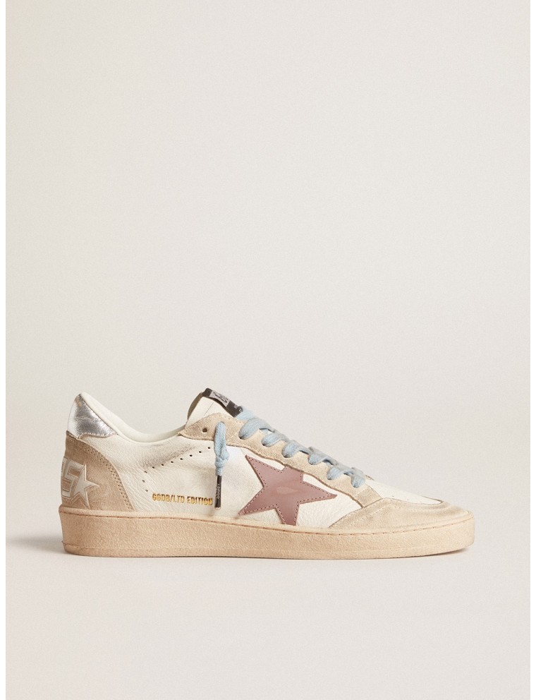 Ball Star Donna LTD in nappa bianca e suede perla con stella in pelle malva