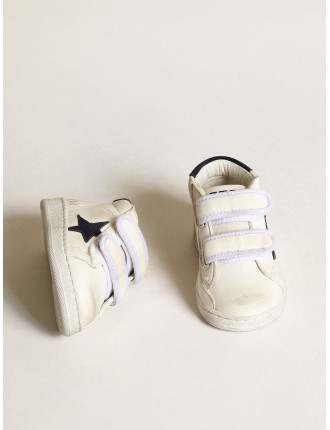 June Junior in nappa con stella e talloncino in suede blu scuro