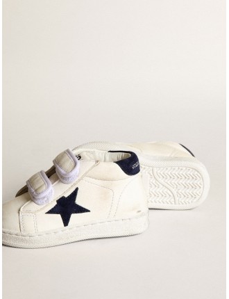 June Junior in nappa con stella e talloncino in suede blu scuro