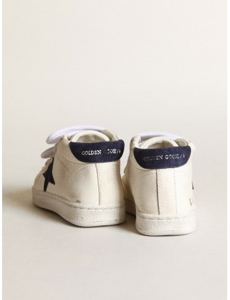 June Junior in nappa con stella e talloncino in suede blu scuro