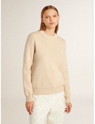 Maglione da donna color beige con scritta 'Golden' sul retro