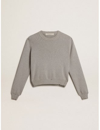 Maglione da donna girocollo in cotone grigio