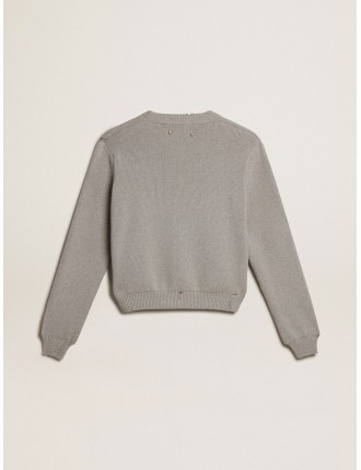 Maglione da donna girocollo in cotone grigio