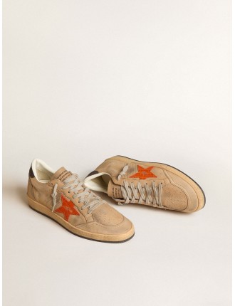 Ball Star in nabuk beige con stella in pelle cocco e talloncino in nabuk