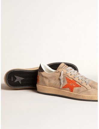 Ball Star in nabuk beige con stella in pelle cocco e talloncino in nabuk