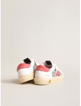 May Junior con stella in pelle e talloncino rossi