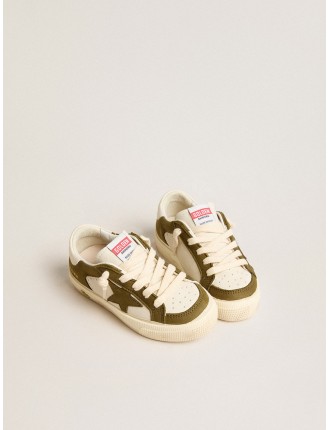 May Junior in pelle bianca e verde militare