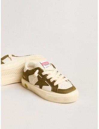 May Junior in pelle bianca e verde militare