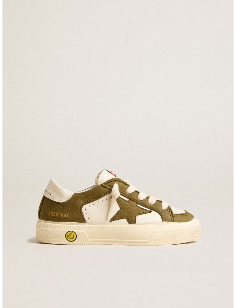 May Teen in pelle bianca e verde militare