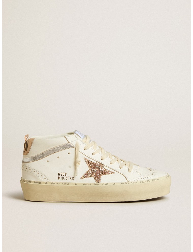 Mid Star con stella in glitter e virgola in pelle laminata argento