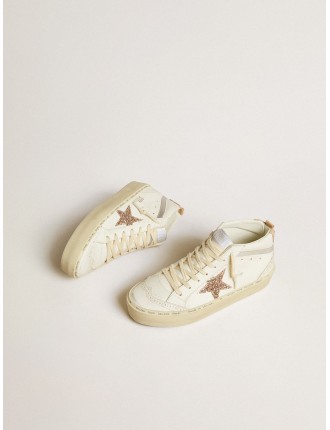 Mid Star con stella in glitter e virgola in pelle laminata argento