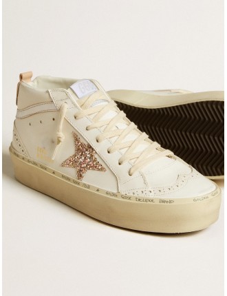 Mid Star con stella in glitter e virgola in pelle laminata argento