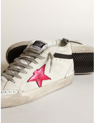 Mid Star con stella in pelle laminata rosa e virgola nera