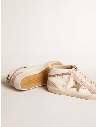 Mid Star con stella in pelle oro e virgola in suede rosa con perle