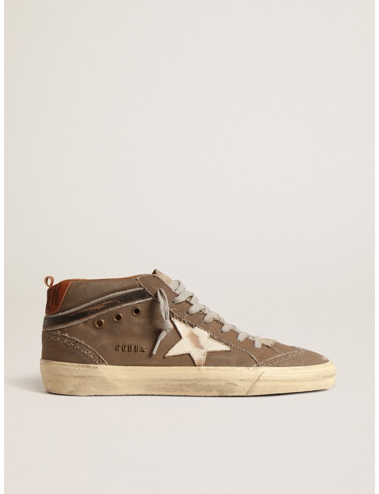 Mid Star in canvas verde con stella in pelle e virgola nera