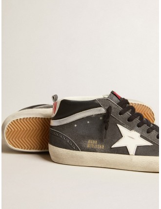 Mid Star in suede nero con stella in pelle bianca e virgola argento