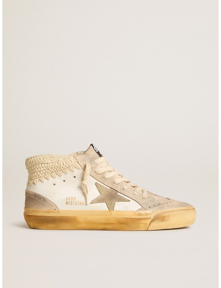 Mid Star LTD con stella in suede perla e talloncino crochet beige