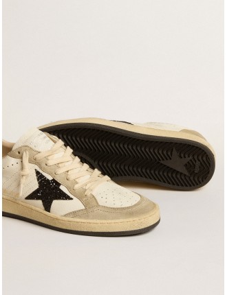 Ball Star in nappa e suede con stella e talloncino in glitter neri