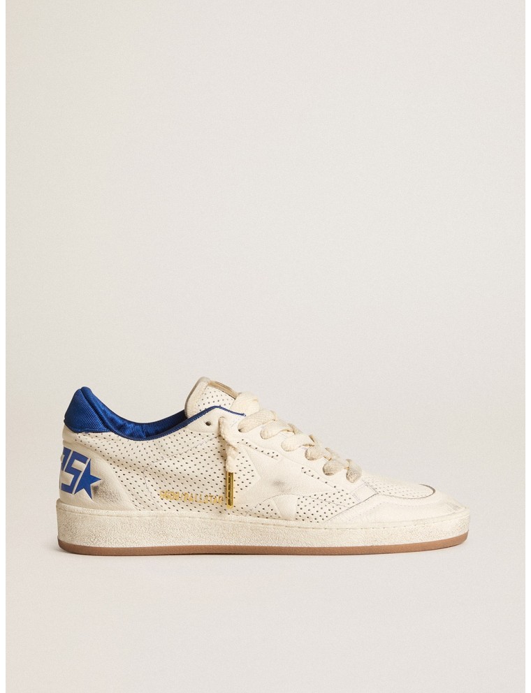 Ball Star in nappa traforata con stella bianca e talloncino in nylon blu