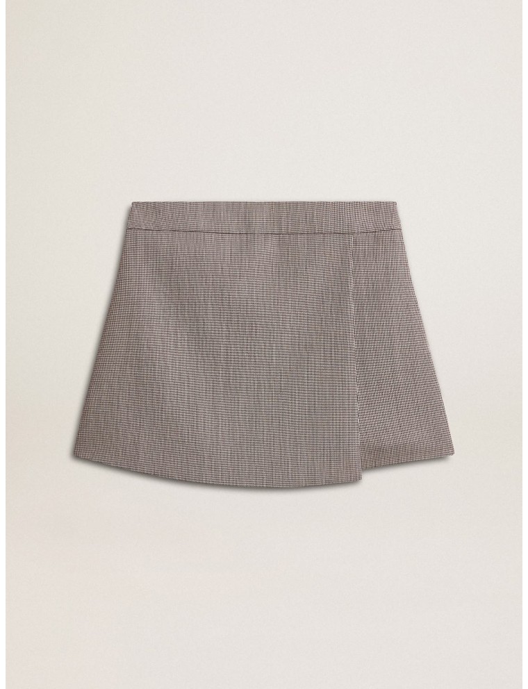 Mini shorts da donna di colore grigio in lana pied de poule