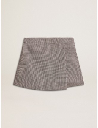 Mini shorts da donna di colore grigio in lana pied de poule