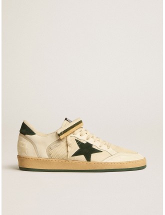 Ball Star in nylon e nappa con stella e talloncino in suede verde